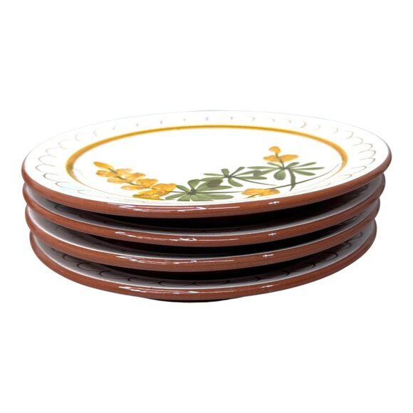 Vintage Stangl Painted Golden Blossoms Botanical Salad Plates Set of 4 6.25" MCM - Picture 7 of 7